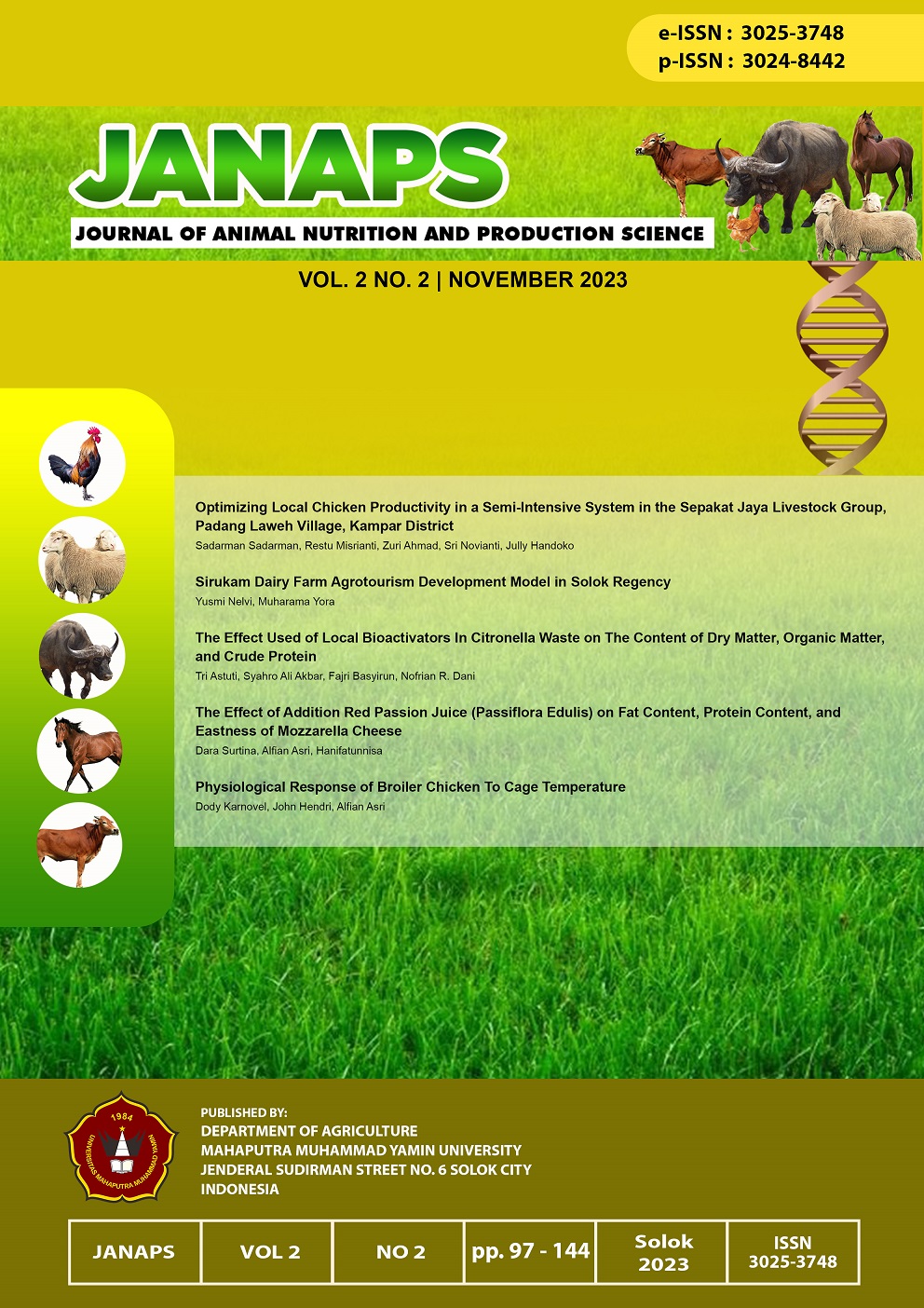 					View Vol. 2 No. 2 (2023): Journal of Animal Nutrition and Production Science
				