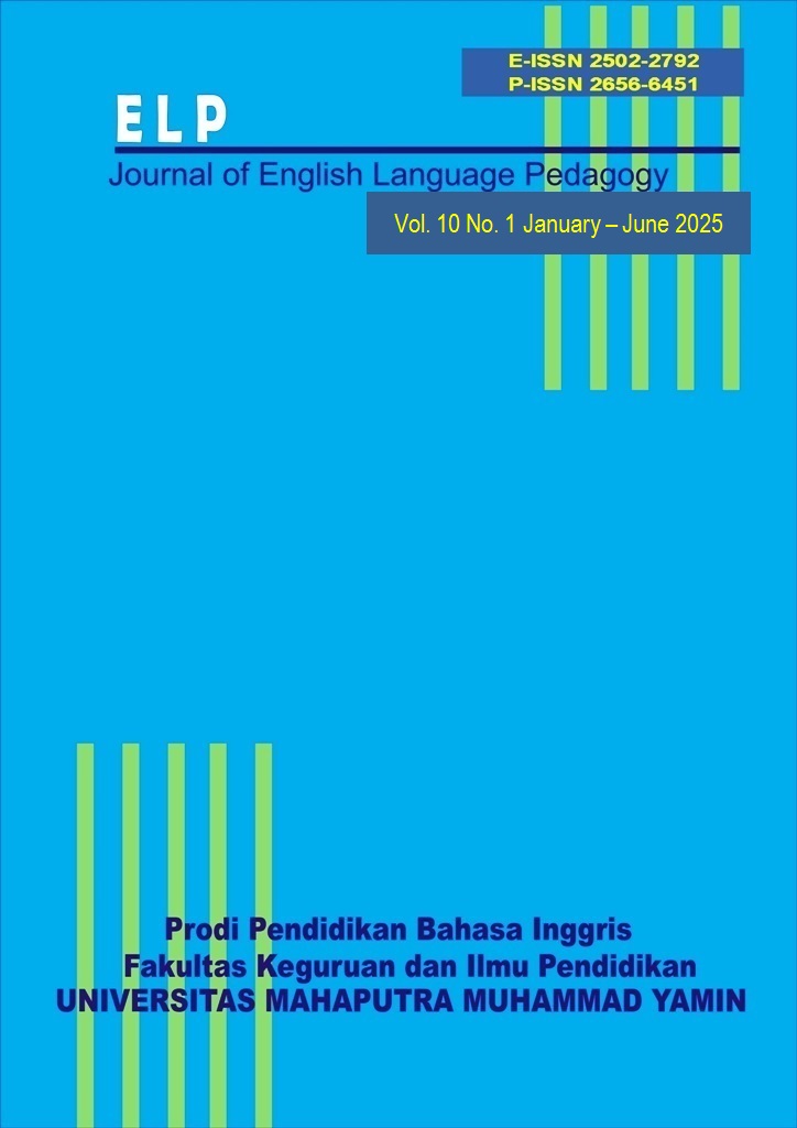 					View Vol. 10 No. 1 (2025): ELP (Journal of English Language Pedagogy)
				